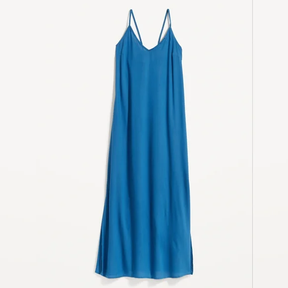 Old Navy | Dresses | Old Navy Blue Tieback Maxi Slip Dress For Women 3x |  Poshmark